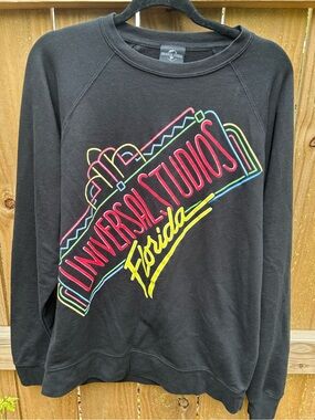 Universal Studios Florida Black Neon Graphic Crewneck Sweatshirt size medium